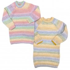 NTX002: Girls Knitted Stripe Jumper Dress (9 Months -7 Years)